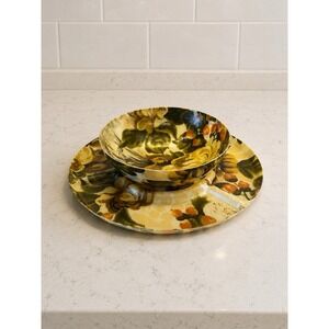 MCM Mid Century Modern Fiberglass Divided Serving Tray & Bowl Harvest Fall VTG